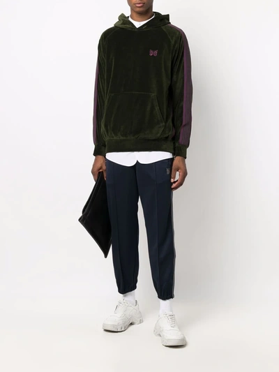 Needles Green Velour Track Hoodie In Grün
