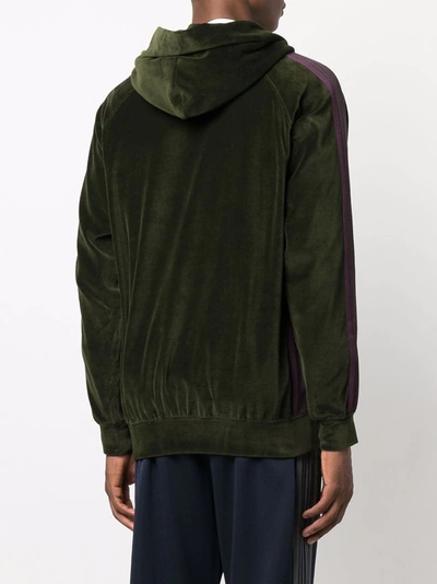 Needles Green Velour Track Hoodie In Grün