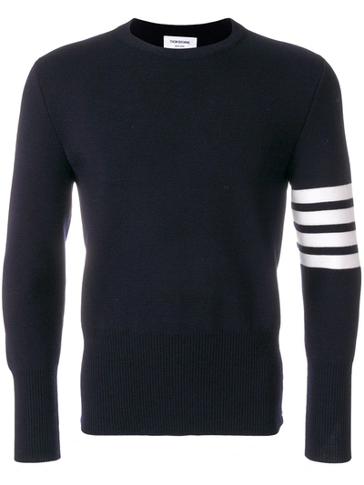 Shop Thom Browne 4-bar Milano Stitch Pullover In Blue