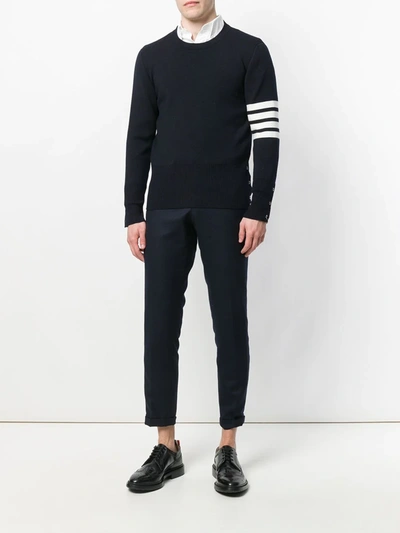 Shop Thom Browne 4-bar Milano Stitch Pullover In Blue