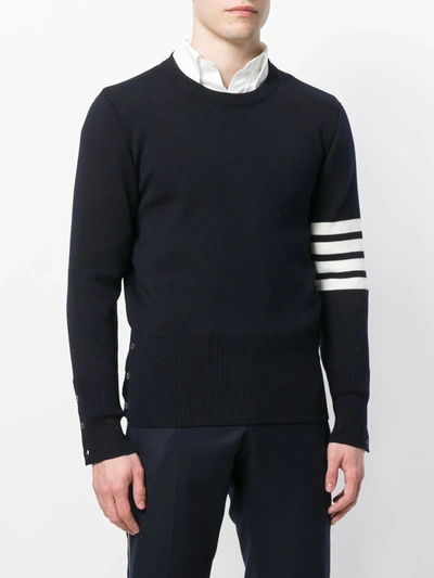 Shop Thom Browne 4-bar Milano Stitch Pullover In Blue