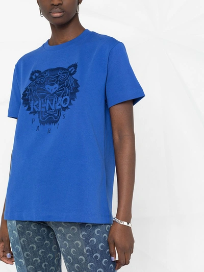 Shop Kenzo Tiger-motif T-shirt In Blue