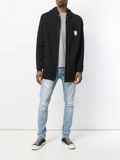 Ih Nom Uh Nit Long Embroidered Hoodie In Black