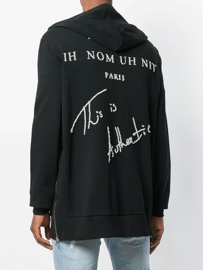 Ih Nom Uh Nit Long Embroidered Hoodie In Black