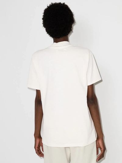 Shop Les Tien Mock-neck Cotton T-shirt In White