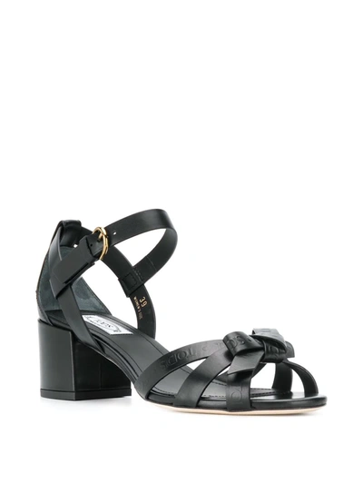 Shop Tod's Bow Strap Sandals In Black