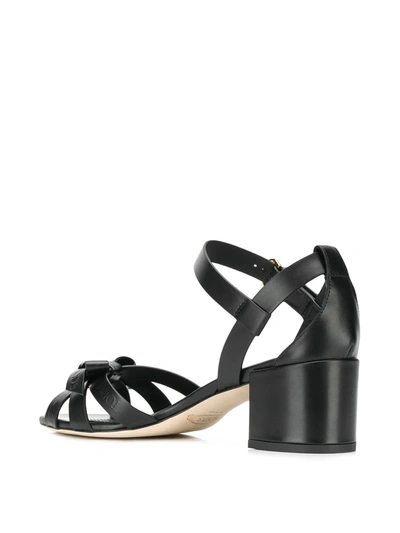 Shop Tod's Bow Strap Sandals In Black