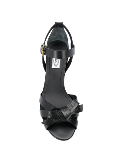 Shop Tod's Bow Strap Sandals In Black
