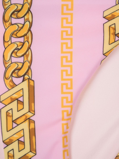 Shop Versace Greca-print Bikini Bottoms In Pink