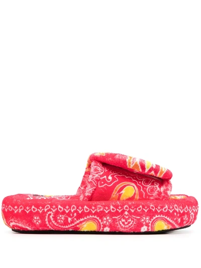 Natasha Zinko Fire Textured Slides In Red
