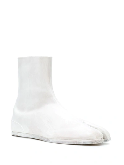 Shop Maison Margiela Side-zip Tabi Boots In Grey