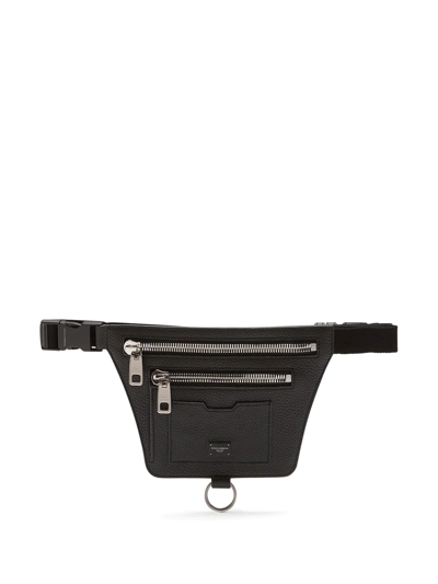 Shop Dolce & Gabbana Palermo Logo-plaque Belt Bag In Black