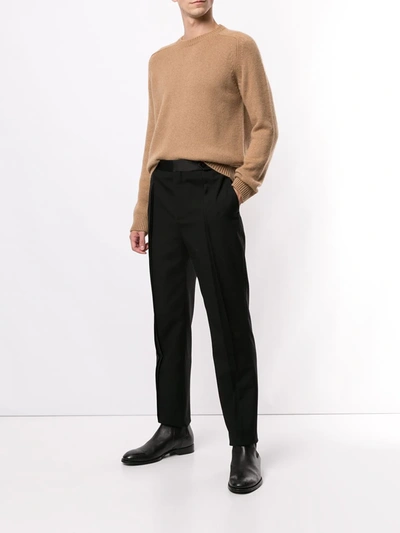 Saint Laurent Crew Neck Jumper In Brown