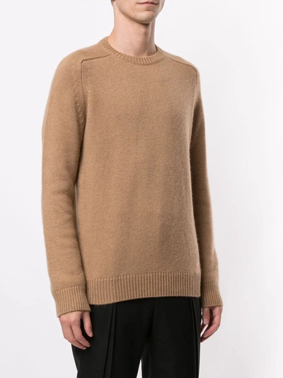 Saint Laurent Crew Neck Jumper In Brown