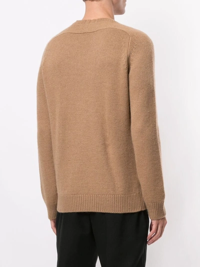 Saint Laurent Crew Neck Jumper In Brown