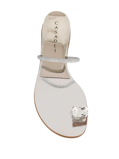 Shop Casadei Crystal Embellished Sandals In Silver