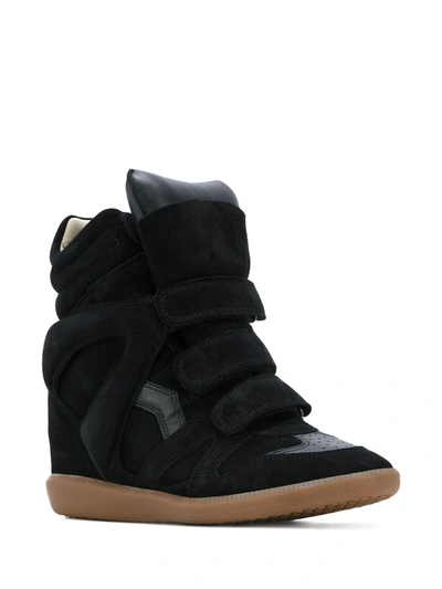 Isabel Marant Black Buckee Suede Trim Wedge Hi-top Sneakers In Black
