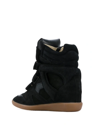 Isabel Marant Black Buckee Suede Trim Wedge Hi-top Sneakers In Black