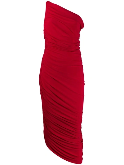 NORMA KAMALI RUCHED DETAIL ASYMMETRIC DRESS - 红色