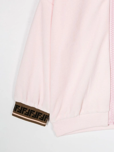Shop Fendi Ff Trim Hoodie In Pink