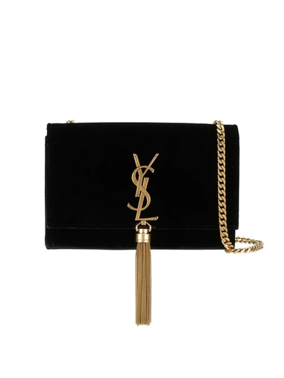 Shop Saint Laurent Kate Monogram Tassel Shoulder Bag In Black