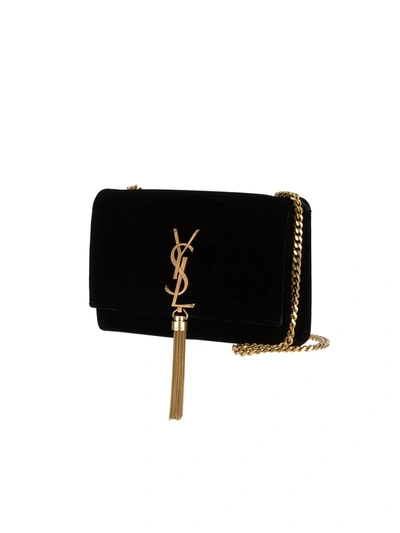 Shop Saint Laurent Kate Monogram Tassel Shoulder Bag In Black