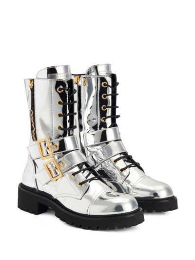 Giuseppe Zanotti Tifa Metallic Calf-length Boots In Silber