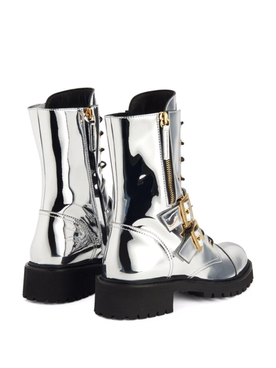 Shop Giuseppe Zanotti Tifa Metallic Calf-length Boots In Silber