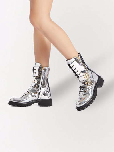 Giuseppe Zanotti Tifa Metallic Calf-length Boots In Silber