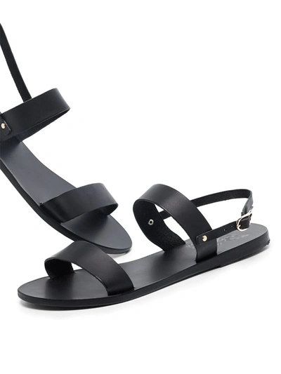 Ancient Greek Sandals Black Leather Clio Sandals