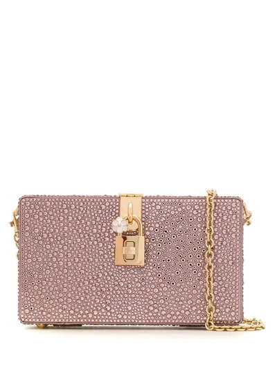 Shop Dolce & Gabbana Crystal Embellished Box Clutch In Pink