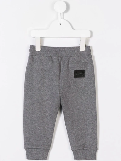 Dolce & Gabbana Kids' Logo Plaque Cotton Joggers In Grey
