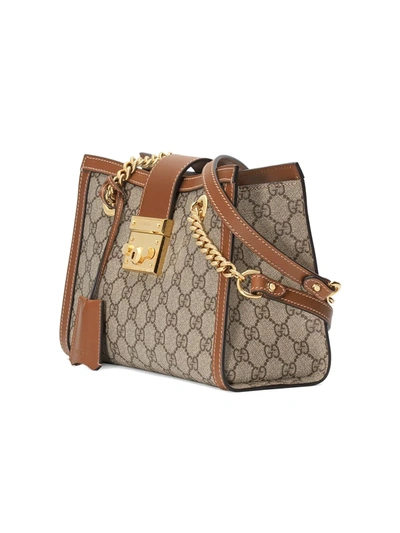 Shop Gucci Small Padlock Gg Shoulder Bag In Neutrals