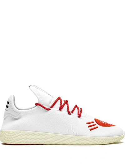 Adidas Originals By Pharrell Williams Adidas Originals X Pharrell Williams  White And Red Human Made Tennis Hu Sneakers | ModeSens