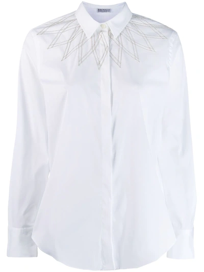 Shop Brunello Cucinelli Long Sleeved Shirt In White