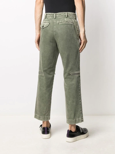 Shop Black Comme Des Garçons Zip-detail Straight-leg Jeans In Green