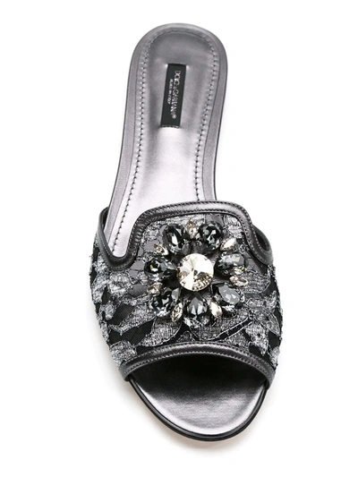 Shop Dolce & Gabbana Rainbow Lace Brooch-detail Sandals In Black