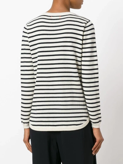 Shop Chinti & Parker Breton Stripe Heart Jumper In Cream/navy/red