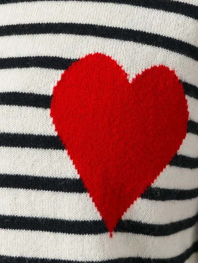 Shop Chinti & Parker Breton Stripe Heart Jumper In Cream/navy/red