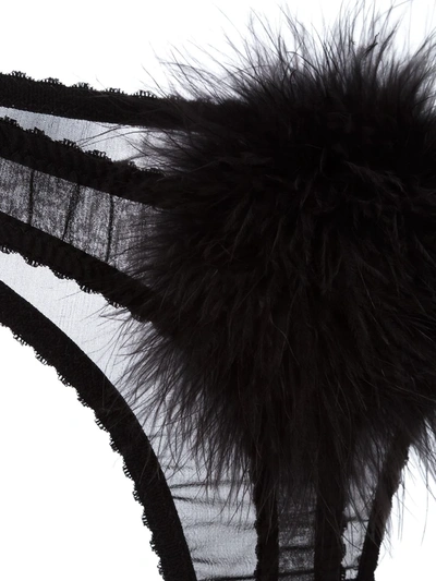 Gilda & Pearl Diana Silk And Marabou Feather Pom Pom Thong In Black