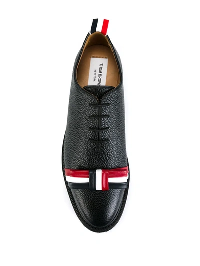 Shop Thom Browne Wholecut Tricolour Bow Shoe In Blue