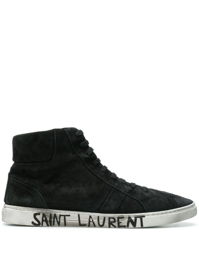 Shop Saint Laurent Joe Mid-top Sneakers In Black