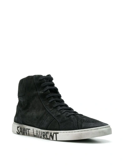 Shop Saint Laurent Joe Mid-top Sneakers In Black