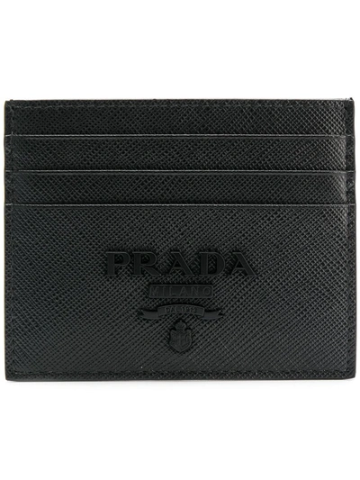 Shop Prada Logo-plaque Cardholder Wallet In Black