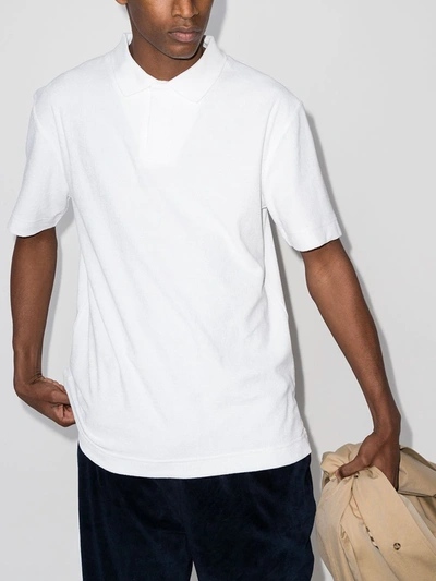 Shop Sunspel Terry Short-sleeve Polo Shirt In White