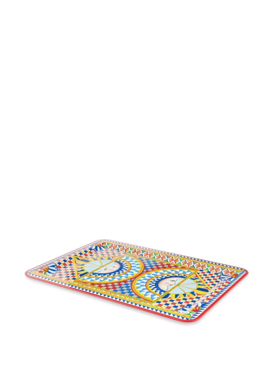 Dolce & Gabbana Carretto Medium Rectangular Tray In White
