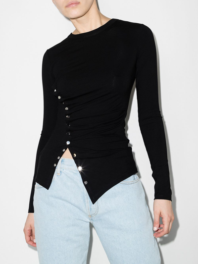 Shop Paco Rabanne Snap-fastening Long-sleeve T-shirt In Black