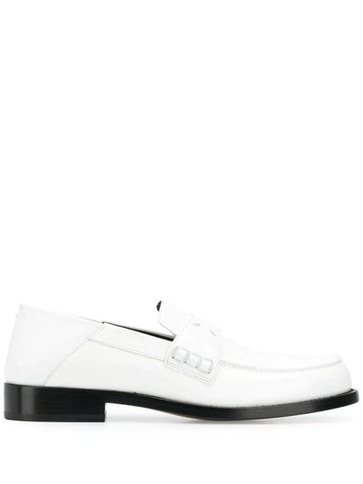 Shop Maison Margiela Leather Four-stitch Loafers In White