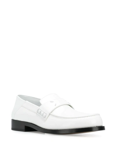 Shop Maison Margiela Leather Four-stitch Loafers In White