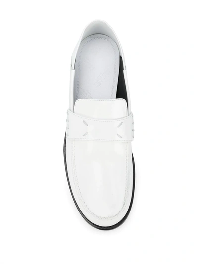 Shop Maison Margiela Leather Four-stitch Loafers In White